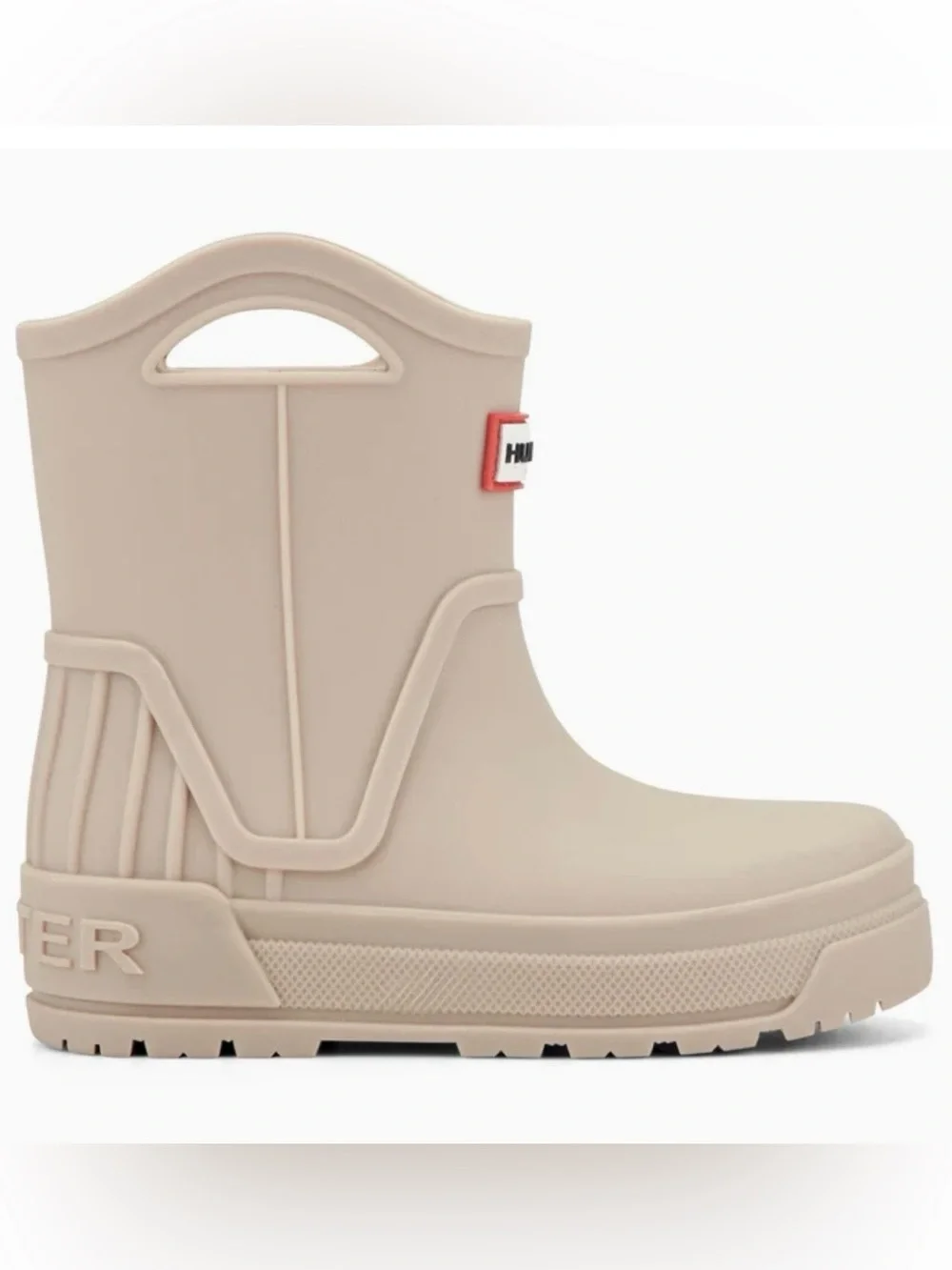 NWT Hunter Georgey Kids Waterproof Pull-On Rain Boots in Light Brown, Size 12C